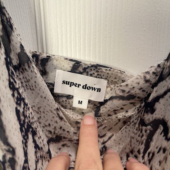 Super Down Dina Draper Sheer Chiffon Maxi Dress Snake Print Medium - Picture 10 of 16